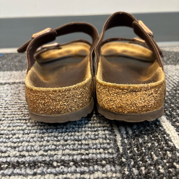 Birkenstock Mens Arizona Tan/Brown Leather Slides EUR 44 US 11 - Picture 6 of 13